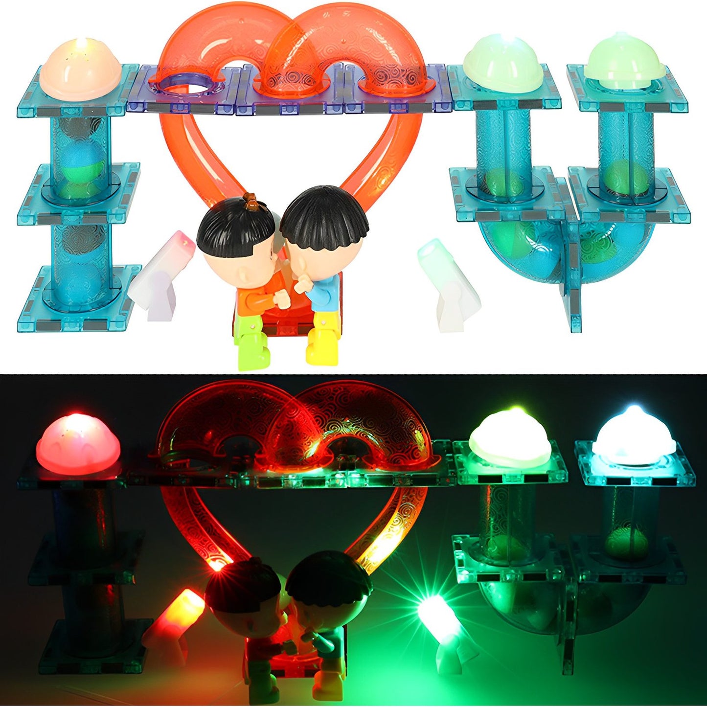 Set de constructie Magnetic IdealStore,Contine 201 piese magnetice luminoase,Stimuleaza Imaginatia si Creativitatea