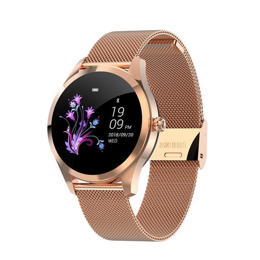 Ceas Smartwatch si Bratara Fitness IdealStore Kingwear 10, Monitorizare Ritm Cardiac, Pedometru, Consum Calorii, Monitorizare Somn, Ecran Tactil 1.1 inch, Notificari, Monitorizare Activitati Sportive, Bratara Metalica, Auriu