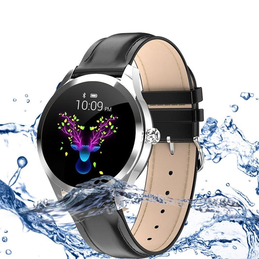 Ceas Smartwatch si Bratara Fitness IdealStore Kingwear 10, Monitorizare Ritm Cardiac, Pedometru, Consum Calorii, Monitorizare Somn, Ecran Tactil 1.1 inch, Notificari, Monitorizare Activitati Sportive, Bratara Piele, Negru