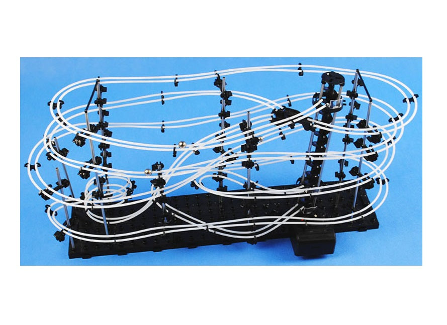 Set de constructie Ball RollerCoaster Spacerail Nivel 3 idealSTORE, Dimensiuni 71 x 36 x 20 cm, Include 128 de elemente, Sporeste divertismentul creativ si provocarile mentale