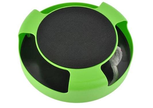 Jucarie Interactiva pentru Pisici The Playful Little Mouse, Dimensiuni 25 x 6,5 cm, Loc pentru zgariat, Tampoane antiderapante, Material Plastic, Incurajeaza activiatea fizica a Animalului