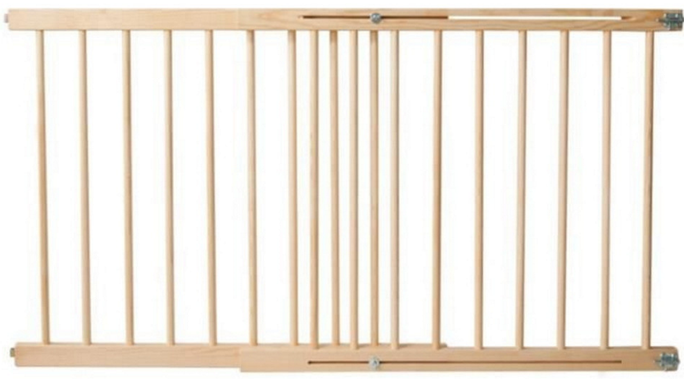 Poarta de Siguranta din Lemn de Pin IdealStore, Dimensiune ajustabila, Mecanism de fixare in perete, Dimensiune 72-122 cm, culoare Maro