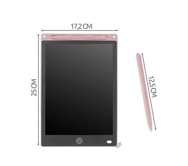 Tableta Grafica XL pentru Desen si Scris idealSTORE, Dimensiuni 17.2 x 0.6 x 25 cm, Ecran de 10 inch, Incurajeaza jocul creativ prin diversificare, Negru-Roz