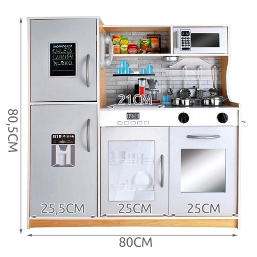 Bucatarie din Lemn idealStore New Kitchen Kruzel, Dotata cu Telefon, Frigider, Cuptor, Masina de Spalat Vase