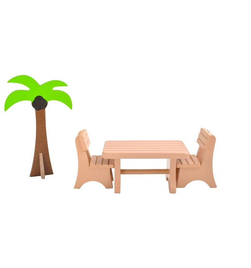 Casuta de papusi din lemn cu LED THE LITTLE PALACE, Dimensiuni 120 x 103 cm, Constructie 3 etaje, 5 camere si 29 piese de mobilier, 6 Papusi, Lift, Camere echipate complet intr-un decor de basm, Ideal pentru micile printese