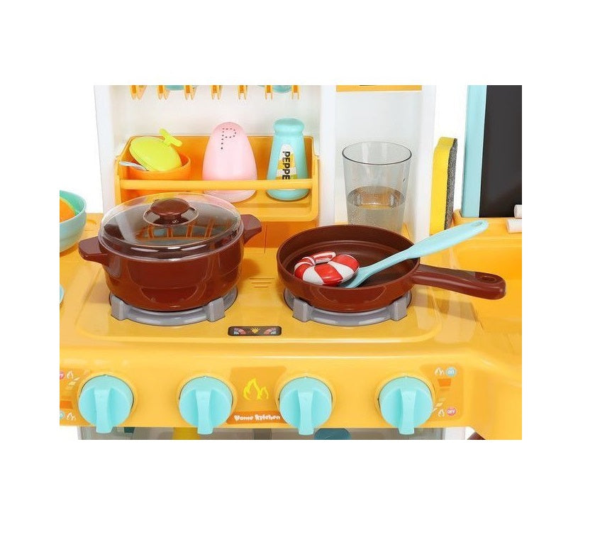 Bucatarie Multifunctionala idealSTORE HOME JUNIOR'S KITCHEN, 72 cm inaltime, Echipata cu Robinet, Hota exterioara, 43 de accesorii simbolice, Sunete si lumini, Imbunatateste abilitatile sociale si de integrare