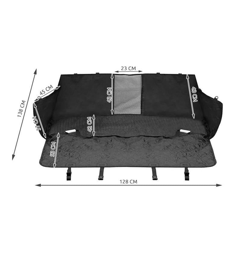Husa auto idealSTORE profesionala de protectie animale, Dimensiuni 128 x 138 cm, Usor de curatat, Impermeabil, Material cauciuc antiderapant, Ajuta la mentinerea scaunelor curate, Culoare Negru