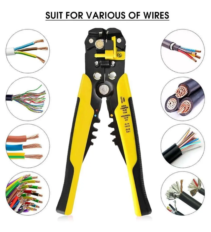 Cleste Multifunctional 5 in 1 Dezizolare si Sertizare idealSTORE, Decopertare, Sertizare, Taiere, Buton de Reglare, Opritor de Lungime Reglabila, Rezistenta mare la Socuri, Forta de Tractiune, Tampon Antiderapant