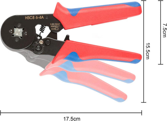 Trusa Sertizare Cabluri Electrice idealSTORE, Cleste Sertizat Reglabil, Domeniu de sertizare 0,25-10 mm2, Include 500 de Terminali, Usor de Utilizat, Calitate inalta a Materialelor, Rezistenta Mare la socuri, Forta de tractiune, Material Otel