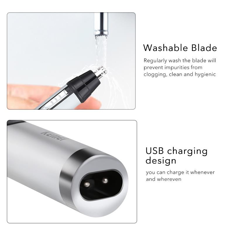 Trimmer Multifunctional 3 in 1 idealSTORE, Include 3 Varfuri Detasabile, Utilizare Umed si Uscat, Reincarcabil prin USB, Lame de filare cu doua margini, Perfect pentru tunsul parului de pe fata, din nas, urechi, Forma Ergonomica