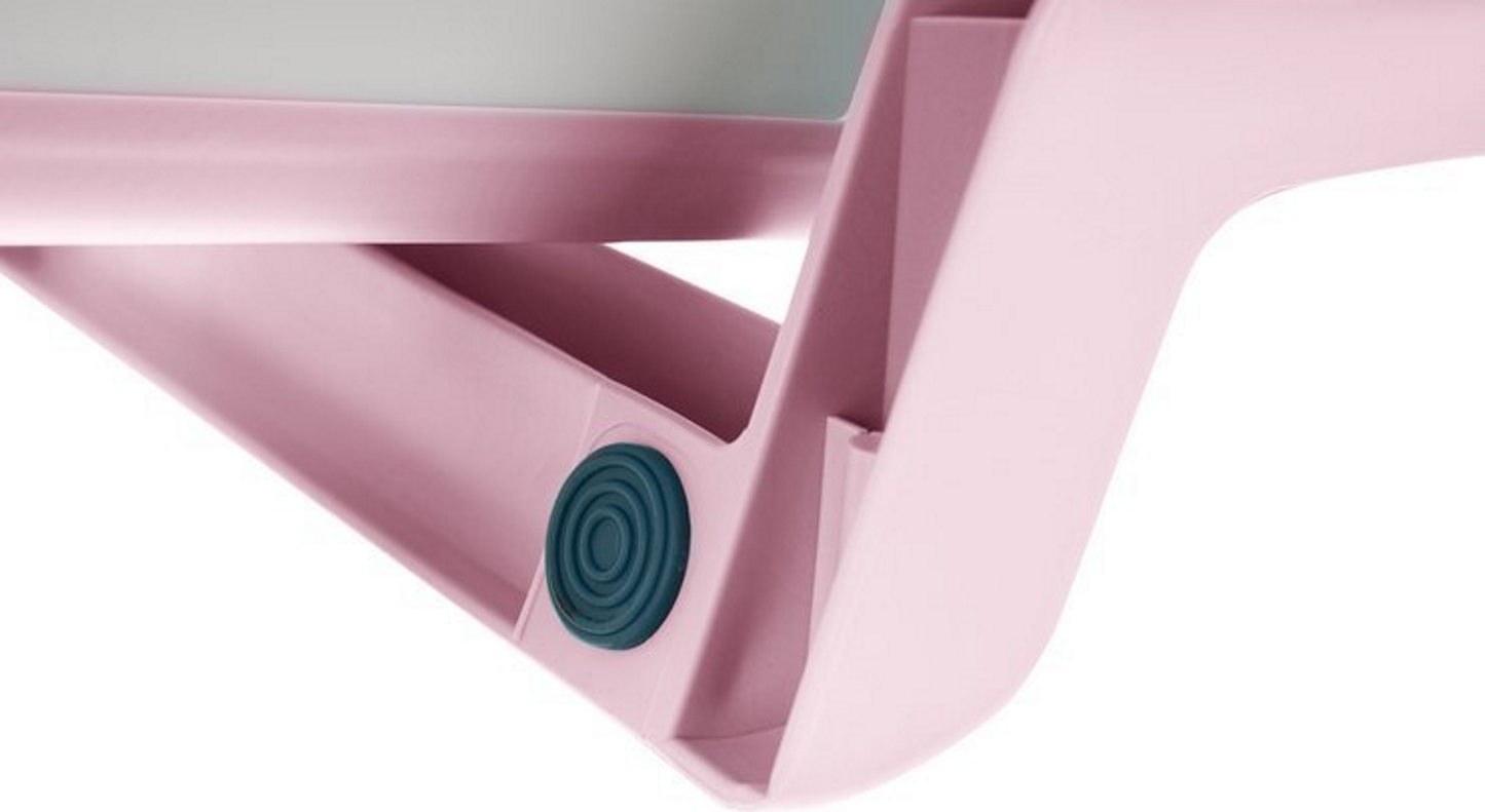 Cadita pliabila cu termometru incorporat si perna idealSTORE, Dimensiuni 83 x 50 x 20 cm, Material PP/TPE, Pliere rapida, Usor de utilizat, Picioare antiderapante, Varsta 0-3 ani, Structura Solida, Culoare, Roz