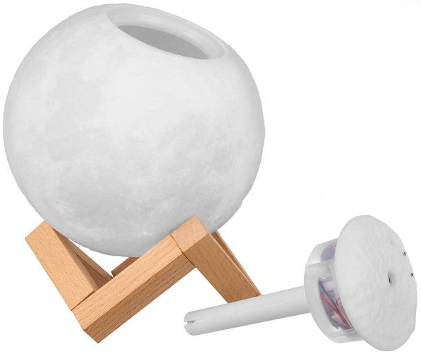 Umidificator de aer 3 in 1 portabil Moon Light IdealStore, Ultra Silentios Contine difuzor de aroma, Lampa LED Touch Control cu 3 moduri de iluminare, Alimentare USB, 3 arome incluse, Capacitate 880 ml, Timp 24h cu un sigur rezervor