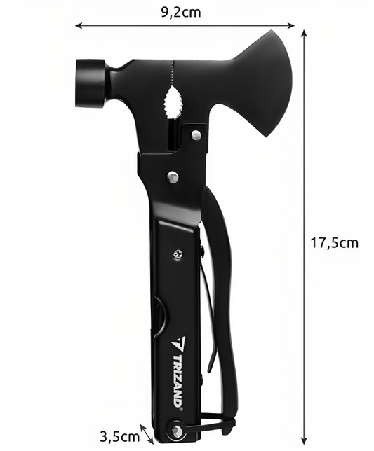 Unelta Profesionala Multifunctionala idealSTORE, Include 17 instrumente diferite, Topor, Cleste, Ciocan, Cutit, Surubelnita, Deschizator de Sticle, Ferastrau, Racleta pentru Peste, Husa de Protectie, Carlig pentru atasare la Curea sau Rucsac