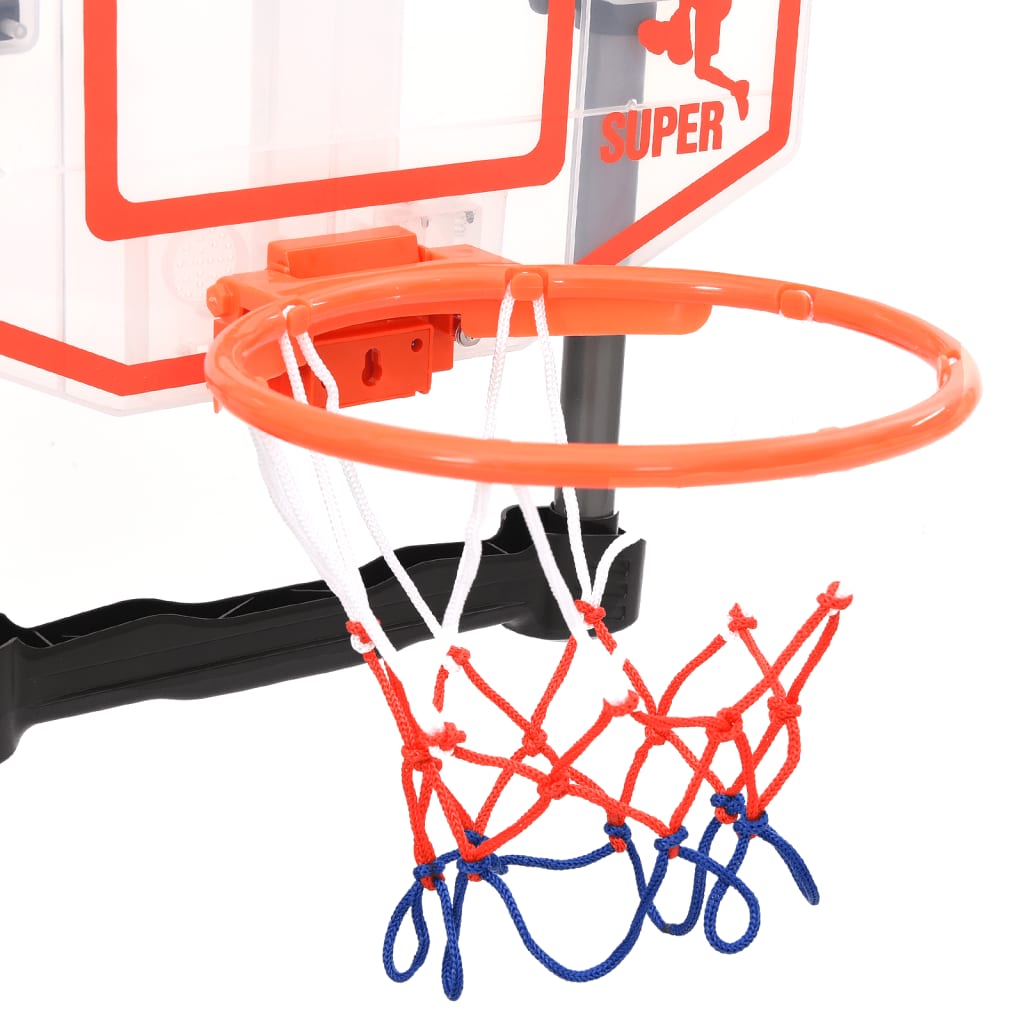 Cos de Baschet idealSTORE, Super Basketball Dimensiuni 65 x 43 x 32 cm, Include o tabla de marcaj cu numarul loviturilor, O minge, Carlige pentru atasarea cosului, si o pompa cu ac, Ajuta la rabdarea si precizia copilului