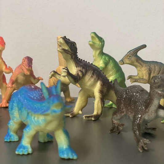 Set 12 Dinozauri de Jucarie idealSTORE, Dimensiuni 8, 5-12, 5 cm, Jucarii Interactive pentru copii mici, Stimuleaza imaginatia copiilor, Calatorie in Timp