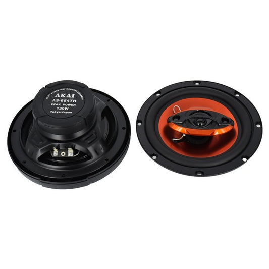 Boxe audio AKAI IdealSTORE 6.5' AS-654TH, Dimensiune 16cm, Putere 120W, Diamentru bobina 25mm, Tweeter 30mm