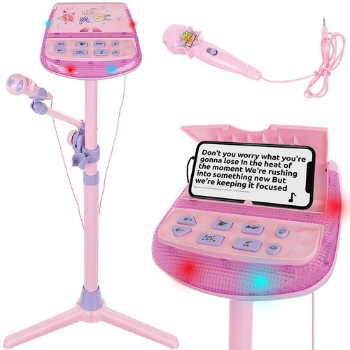 Set idealStore Karaoke, conectare la telefon sau MP3, melodii memorate, volum control, trepied reglabil, efecte sonore si de iluminare
