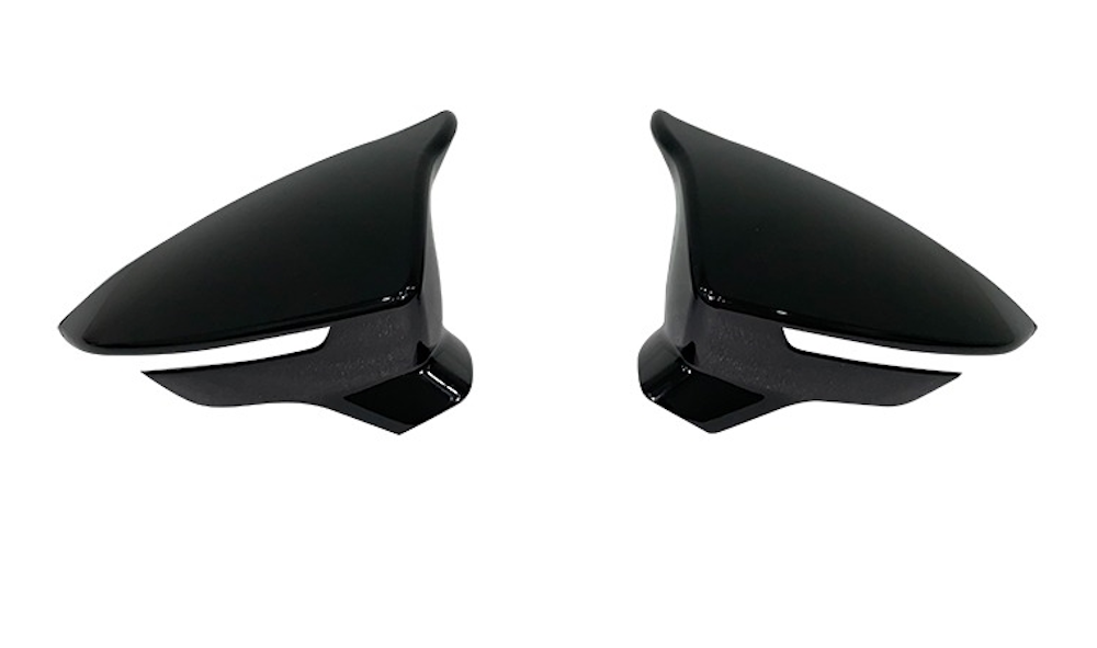 Set 2 Capace Oglinzi tip BATMAN idealSTORE pentru Seat Leon III 2012-2020, culoare Piano Black - Negru Lucios, Montaj Usor, Rezistent UV, Material Premium