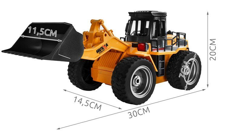 Buldoexcavator idealStore New Truck Construction cu Telecomanda, Functioneaza pe Nisip, Pietris, Gradina, Terenul de Joaca, Cupa Mobila, Raza de actiune de pana la 50 metri, Roti de cauciuc
