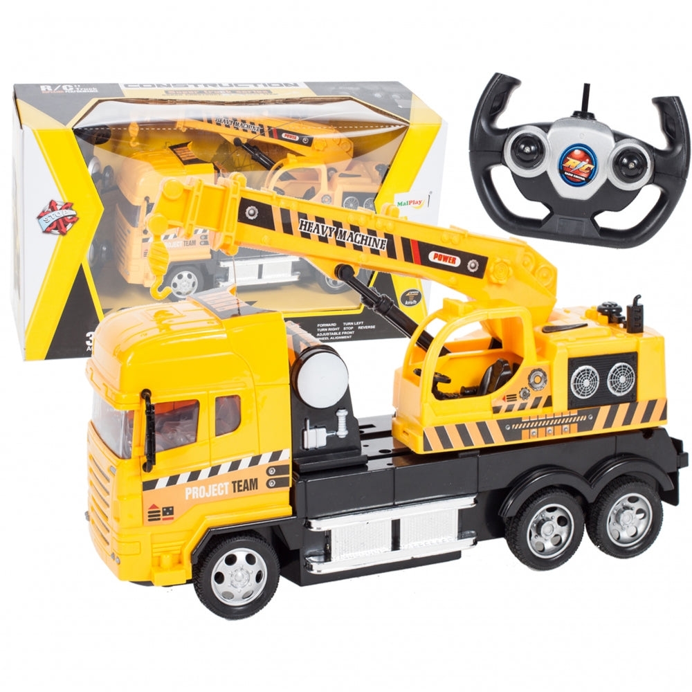 Macara interactiva cu telecomanda idealSTORE, Dimensiuni 25 x 8 x 15 cm, Control la distanta, 4 Canale, Viraj stanga/dreapta, Mers inainte/inapoi, Cabina se roteste manual 360 de grade