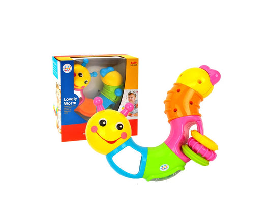 Jucarie Interactiva MULTIFUNCTIONALA pentru bebelusi IDL, Omida Jucausa, Formata din 6 Elemente Rotative Colorate, Dezvolta Abilitatile de Miscare Manuala, Multicolora