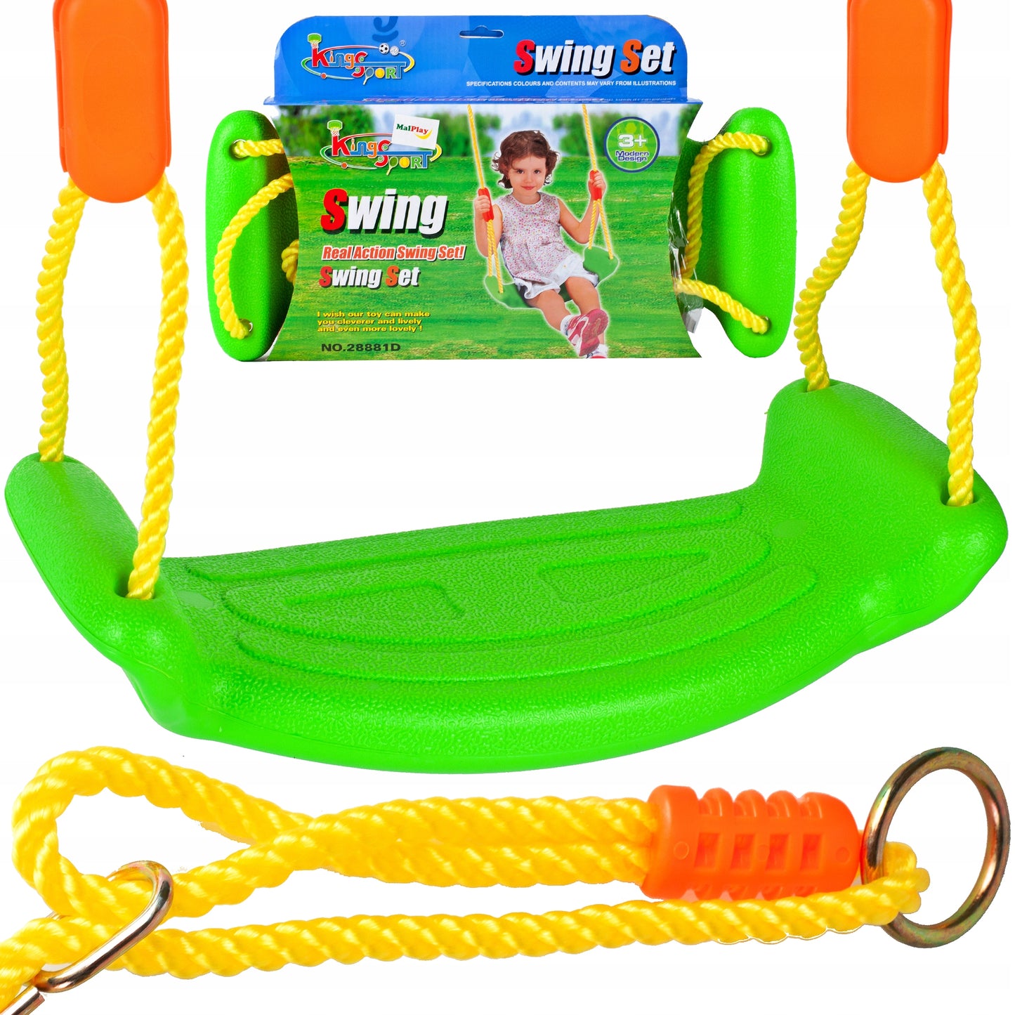 Leagan Stil Bancuta Cool Swing idealStore Verde, Scaun Confortabil, Franghii Rezistente, Inaltime Reglabila, Aspect Atractiv Culori Vii