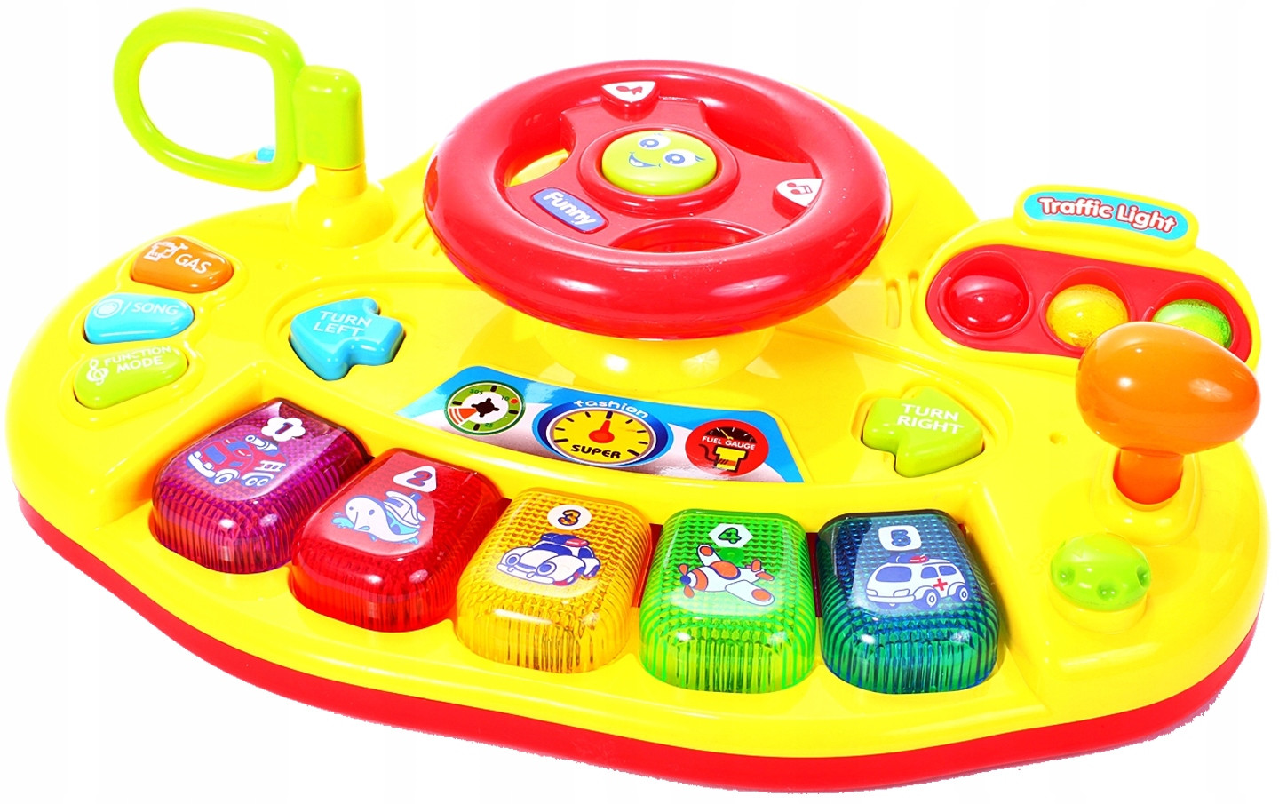 Volan interactiv idealSTORE, Dimensiuni 31.0 x 18.0 x 8.0 cm, Accesorizat cu Diverse Functii, Echipat cu butoane specifice unei masini, Culori vi care atrag atentia