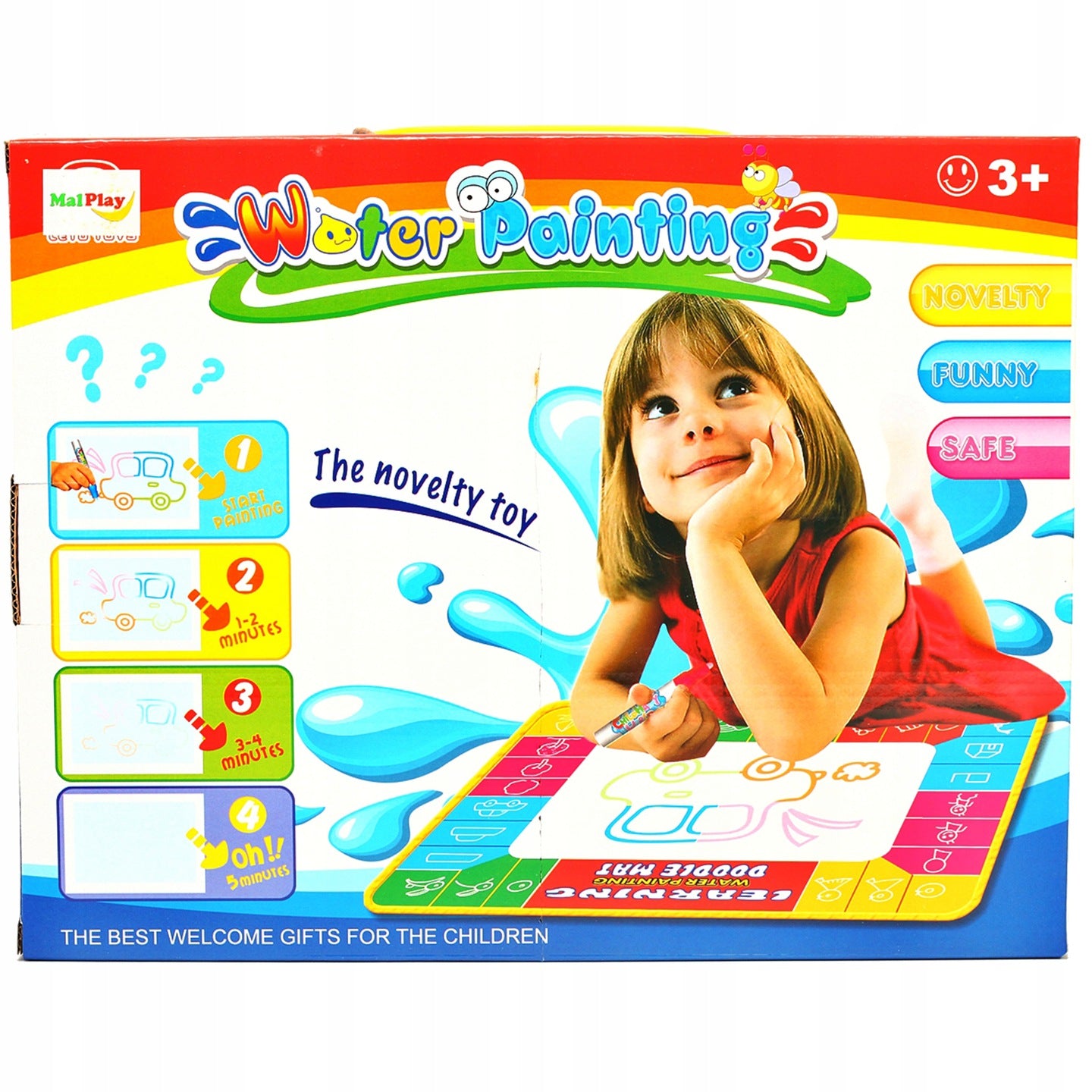 Covoras creativ pentru pictura idealSTORE LEARNING KIDS, Dimensiuni 49 x 49 cm, Echipat cu accesorii specifice si figurine din spuma, Reutilizabil
