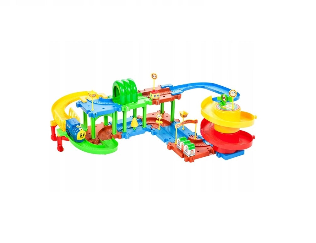 Centru de activitati si Puzzle Trenuletul Choo-Choo, Model interactiv cu diverse accesorii pentru o distractie garantata, Multicolor