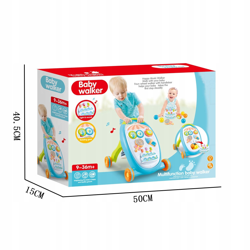 Premergator interactiv IDL Primii pasi - SWEET LOLIPOP, ajuta la coordonarea ochi-mana-sunet, diversitate de accesorii simbolice care asigura distractia celor mici, Diverse activitati in limba engleza, Functionalitate pe baterii, Culoare- albastru