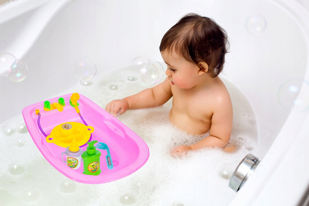 Cada Pentru Papusi Sweet BathTub idealStore, Dimensiuni 40 x 25 x 8 cm, Accesorii Incluse
