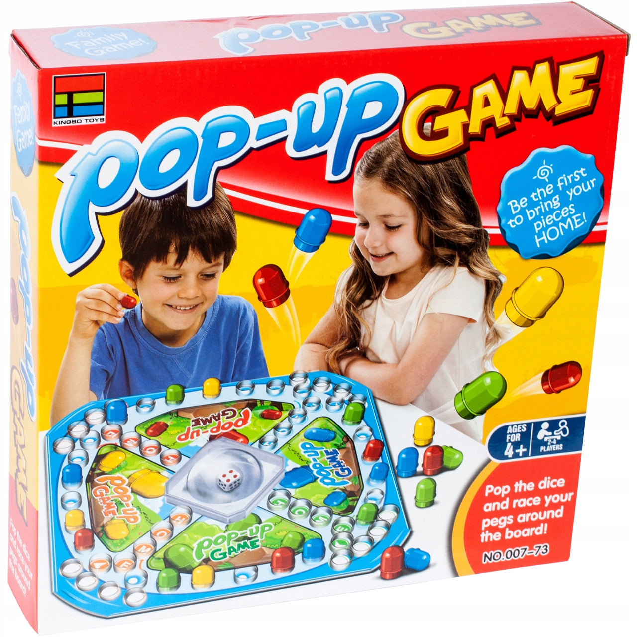Joc de Familie POP-UP Game idealStore, Tabla de Joc Colorata, Dimensiuni 26 x 26 cm, 16 Piese Colorate, Zaruri Incluse, Joc Interactiv si Distractiv