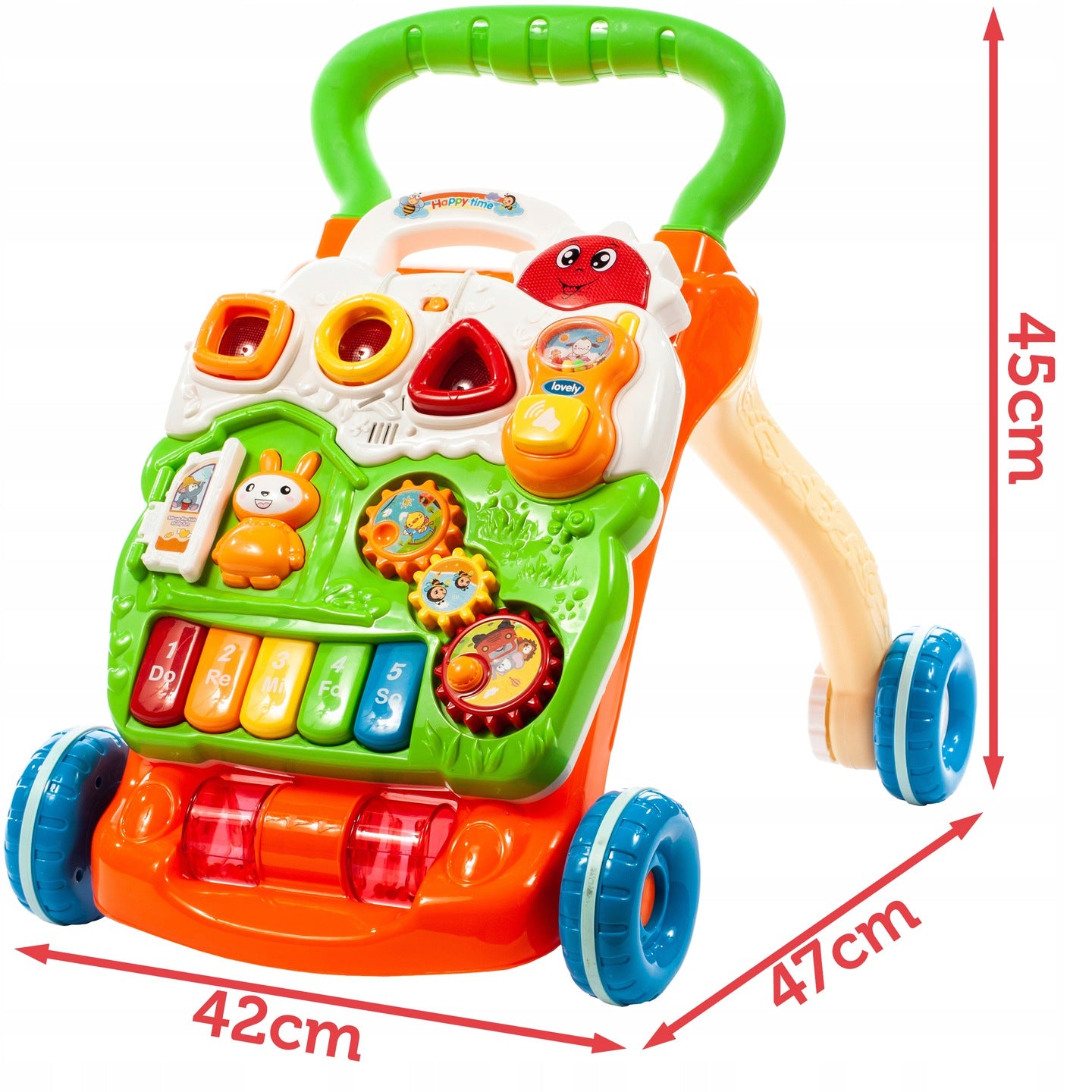 Premergator Interactiv BAMBI KIDS WALKER 2019, Echipat cu Panou Educativ detasabil, Activitati in limba engleza, Sunete si lumini, Sprijina dezvoltarea lingvistica si motorie a unui bebelus, Este un bun ajutor in invatarea mersului independent, Portocaliu