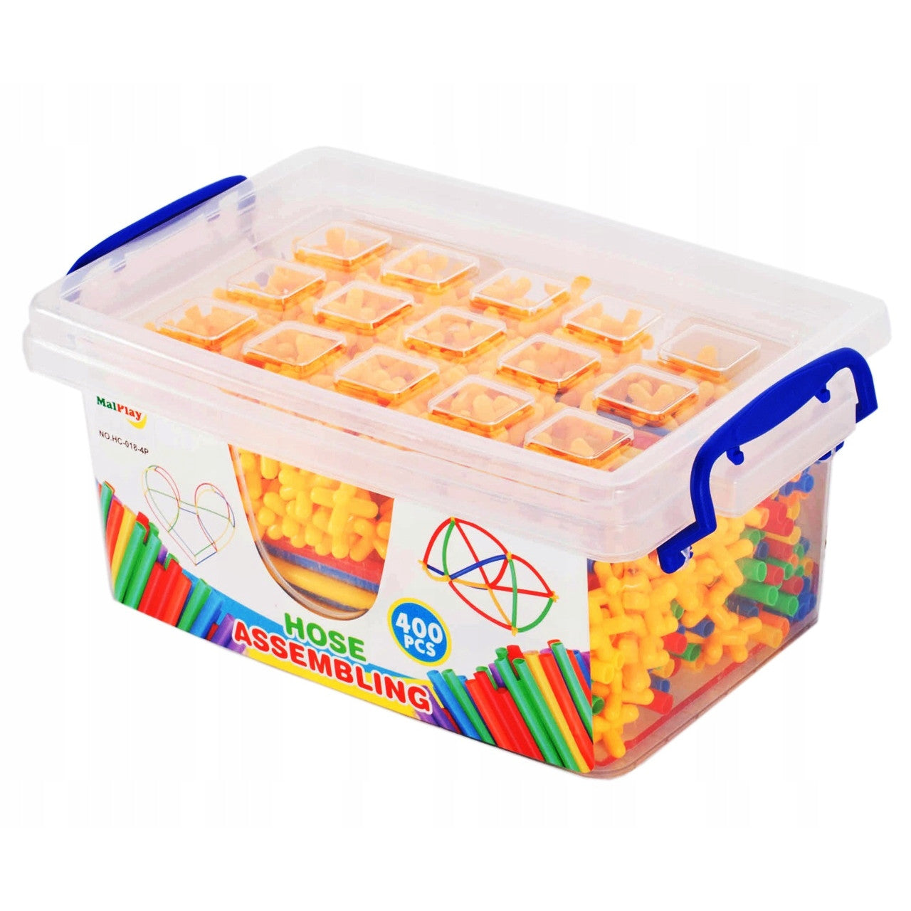 Set De Constructie Din Paie Magic Pieces idealStore, 400 elemente, Materiale Flexibile si Rezistente, Usor de Modelat, Joc Educativ si Creativ Multicolor