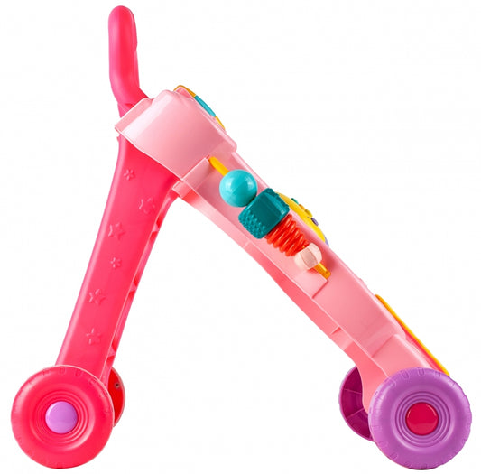 Antemergator Interactiv Muzical idealStore EasyWalk cu Tabla de Scris si Taste, Multifunctional, Stabil, Maner Confortabil, 12 Melodii, Stimuleaza Atentia, Roz