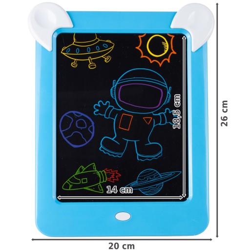 Tableta Magica Pentru Desen Magic Board idealStore, Dimensiuni 26 x 20 x 2.5 cm, 8 Efecte de Iluminare, 10 Modele de Desen, 4 Pixuri Colorate Dezvolta Creativitatea si Imaginatia