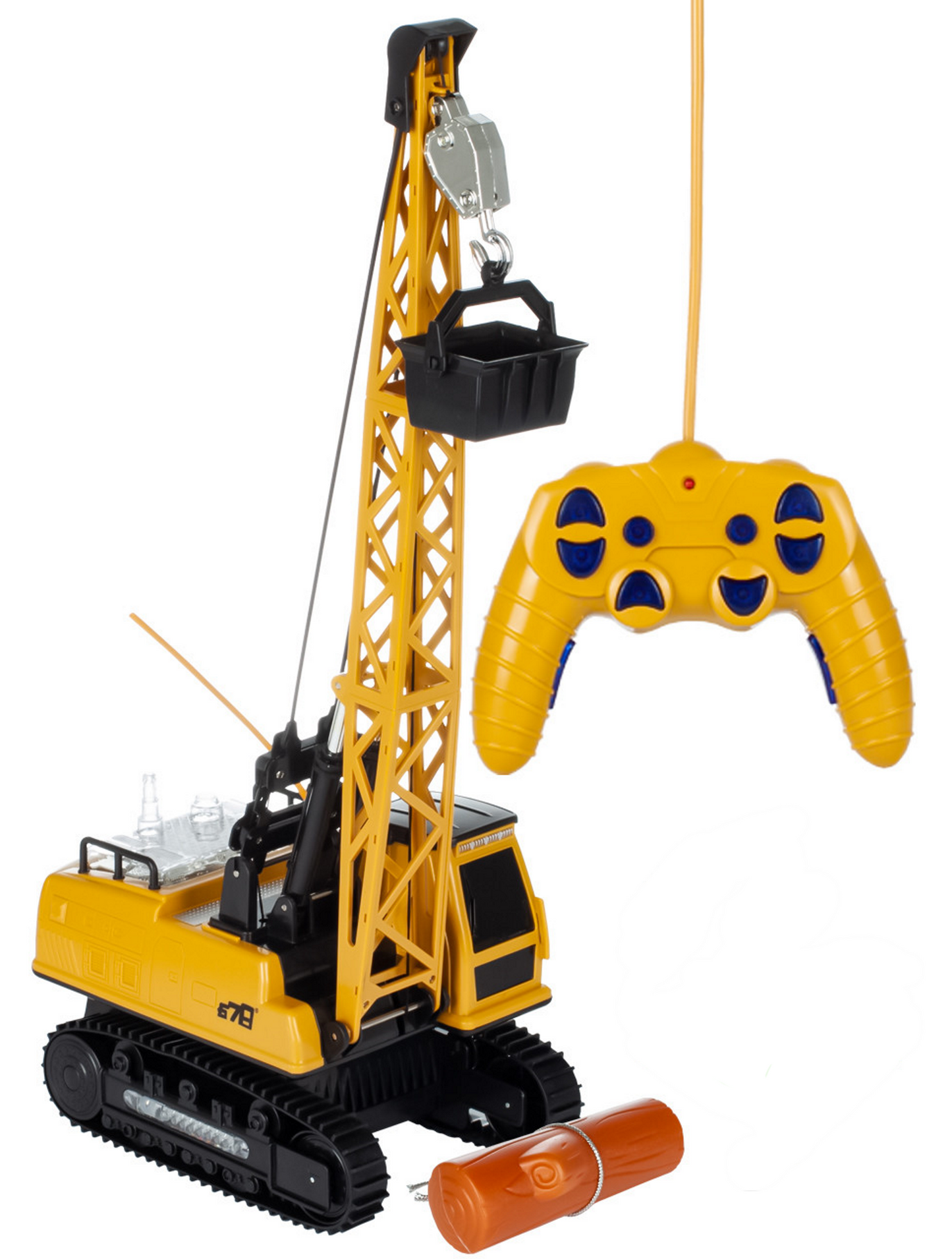 Macara interactiva cu Telecomanda CRANE LUXURY idealSTORE, Dimensiuni 21x14x49 cm Constructie Stabila Accesorizata cu grinda de lemn, Brat mobil 680, Sine de cauciuc, Lumini LED, Alimentare USB