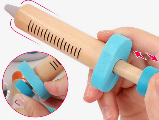 Trusa Medicala din lemn Dentistry Luxury idealSTORE, Include Diverse Accesorii Dentare, Termometru, Stetoscop, Seringa, Mulaj dentar, Joc Creativ si Interactiv, Geanta Depozitare