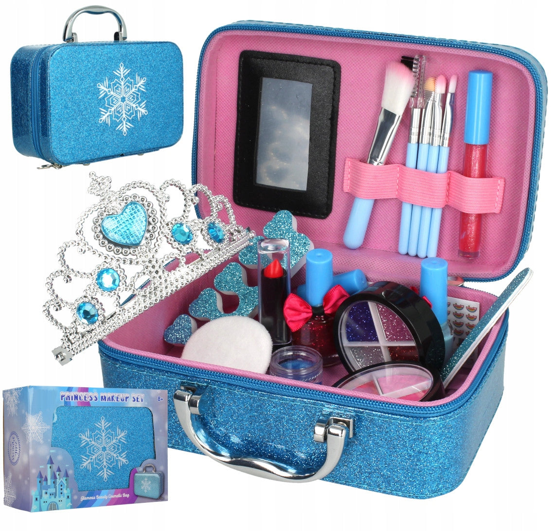 Trusa de Machiaj pentru Copii Princess Make-up idealSTORE, Include o Colectie interesanta de accesorii pentru infrumusetare, Geanta cu Maner pentru Transport, Distractia dezvolta Creativitatea si Imaginatia