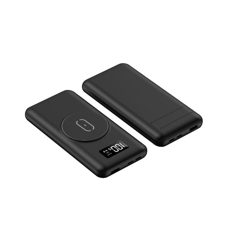 Baterie externa Portable Power Bank IdealStore, Capacitate 10.000 mAh, Display LED, 1 Iesiri USB, 2 Iesire type-C, Incarcare rapida, Incarcare wireless, Tensiune iesire 5V-2A, Black Edition Power