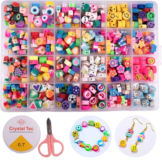 Set de Margele Jewelry Series idealSTORE, Include 480 de Elemente colorate in diferite forme, Sfoara transparenta, Carlig si cleme pentru bijuterii, Cercei, Cutie pentru depozitare, Stimuleaza abilitatile manuale