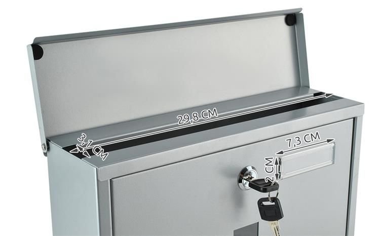 Cutie postala ergonomica Ideal Store, cu doua chei din tabla galvanizata argintie