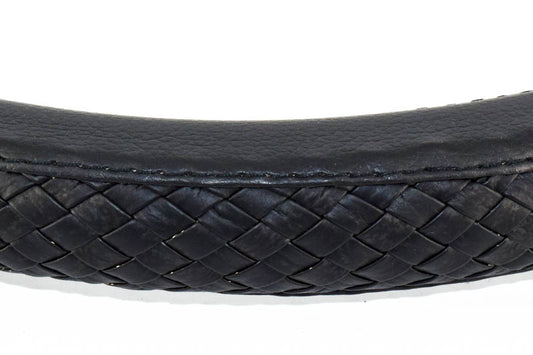 Husa volan IdealSTORE FX98 din imitatie de piele neagra impletita, marime M 37-39 cm