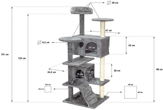 Ansamblu de joaca pentru pisici cu 7 etaje Funfit - gri