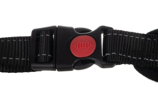 Ham pentru Caini idealSTORE, Fara Presiune, Usor de Reglat, Elemente Reflectorizante, Semicerc metalic pentru Lesa, Maner Suplimentar, Greutate Maxima Caine 22 Kg