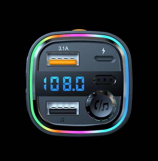 Modulator FM idealSTORE cu Bluetooth si Functie de Incarcare, Radio FM87,5-108MHz, Functie de apelare maini libere, Sloturi USB, Card TF, Lumini-LED, Frecventa -20Hz-20KHz, Bt -+2dbm, MP3, WAV, MIC 0,5 ~ 2M, Versiunea Bluetooth -5,3