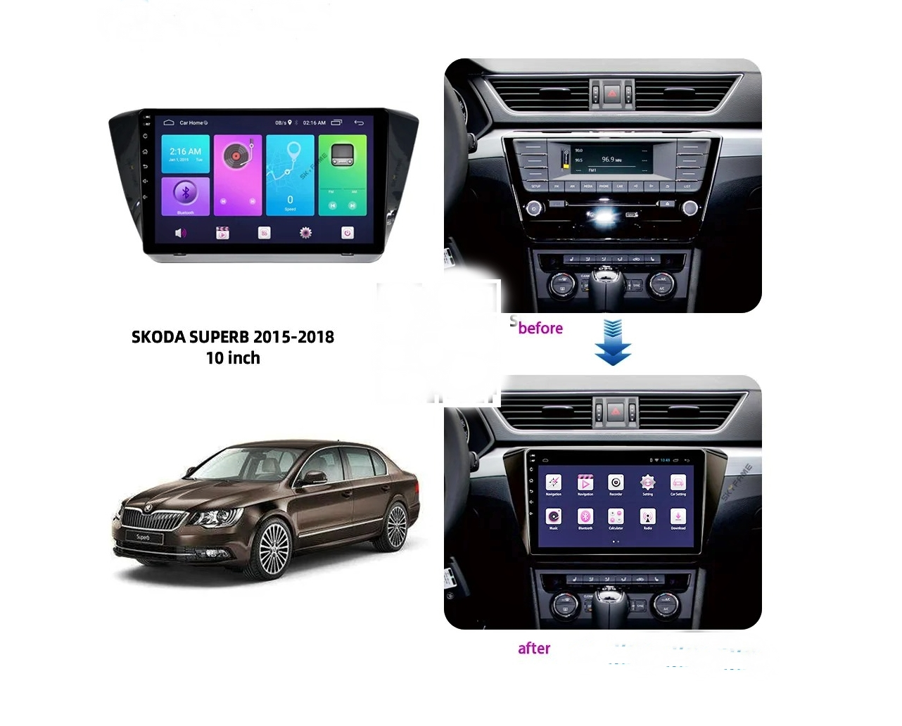 Rama Navigatie 10 idealSTORE cu Cablaj si Modul Canbus Compatibila Skoda Superb III 2015 2017, Material ABS, Radio MP3, MP5 Player 2DIN ANDROID Ecran 10, - 9.7 /Ecran Tip Tesla Style 12V /2+32G