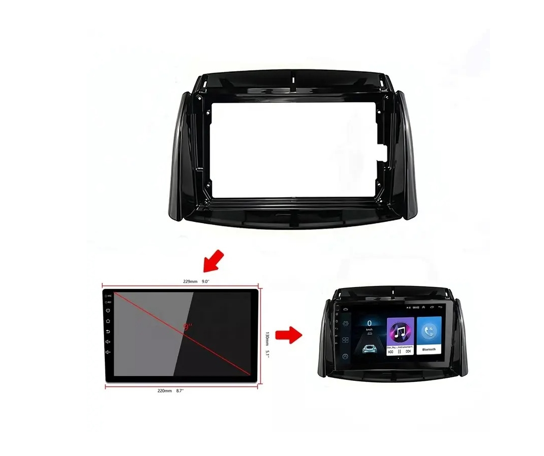 Rama Navigatie 9 idealSTORE cu Cablaj si Modul Canbus Compatibila Renault Koleos 2008-2016, Tip material ABS, Radio MP3, MP5 Player 2DIN ANDROID Ecran 9, -9,7 Ecran Tip Tesla style 12V /2+32G