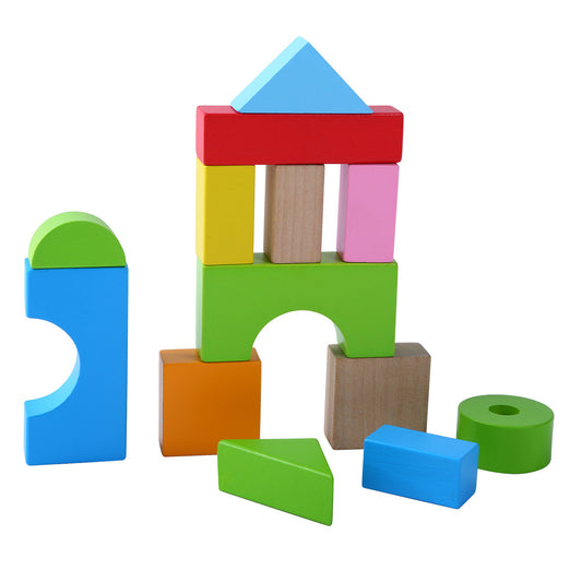 Impingator din LEMN cu Cuburi 2-in-1 IDL, SWEET COLOR FACE, Accesorizat cu 40 de Blocuri de Diferite FORME si CULORI pictate cu Vopsele Ecologice care permit Crearea a numeroase constructii unice oferind multe ore de distractie