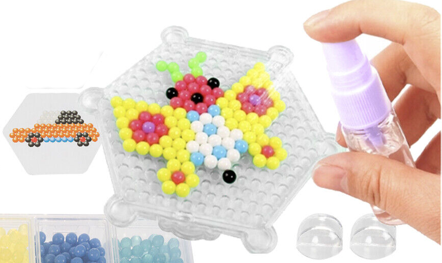 Set 2800 Margele idealSTORE, modele 3D, Lipire prin Stropire cu Apa, 24 de Culori Diferite, Include Modele si Sabloane, Pandantive, Dezvolta Concentrarea, Creativitatea si Abilitatile Artistice, Multicolor